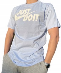 Nike Mens Just Do It Swoosh Logo T-Shirt Light Sky Blue White DX1989 548