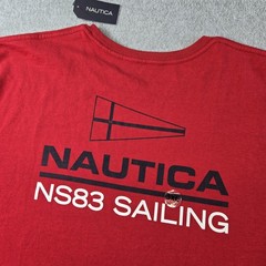 Nautica Shirt Mens 3XL Red NS83 Sailing Graphic Crewneck Cotton Jersey Tagless