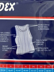2 Pack NEW Men’s White /Black A-Shirt TANK TOP ” 100% Cotton ” Size S 34-36”