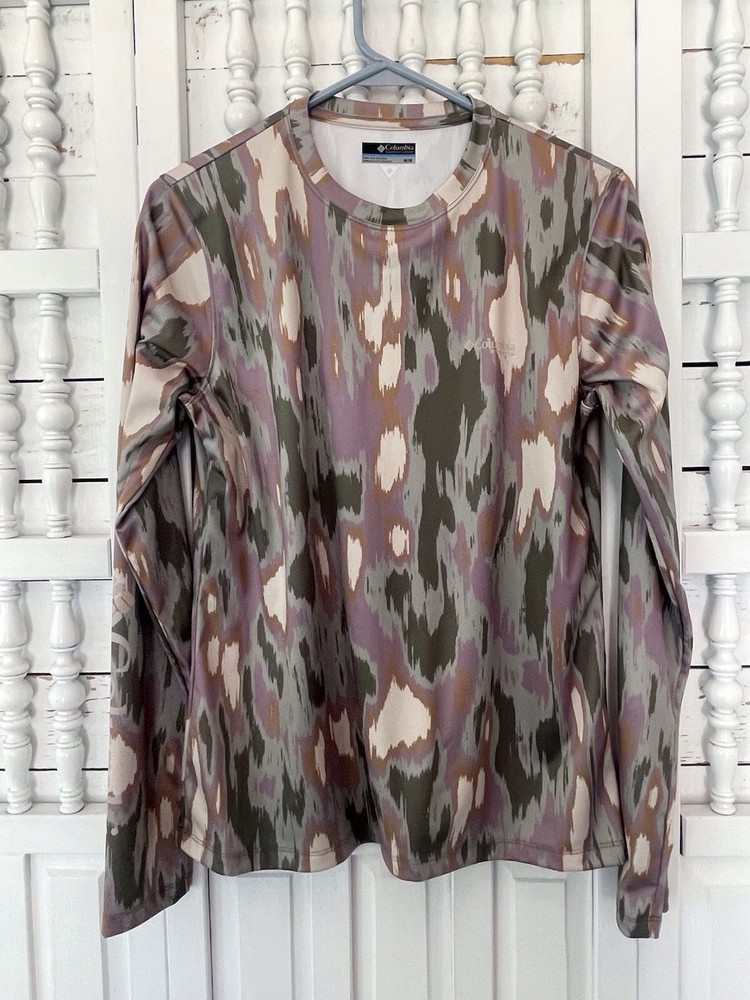 Columbia men’s medium stretch abstract camo OMNI-SHADE long sleeve shirt Z12