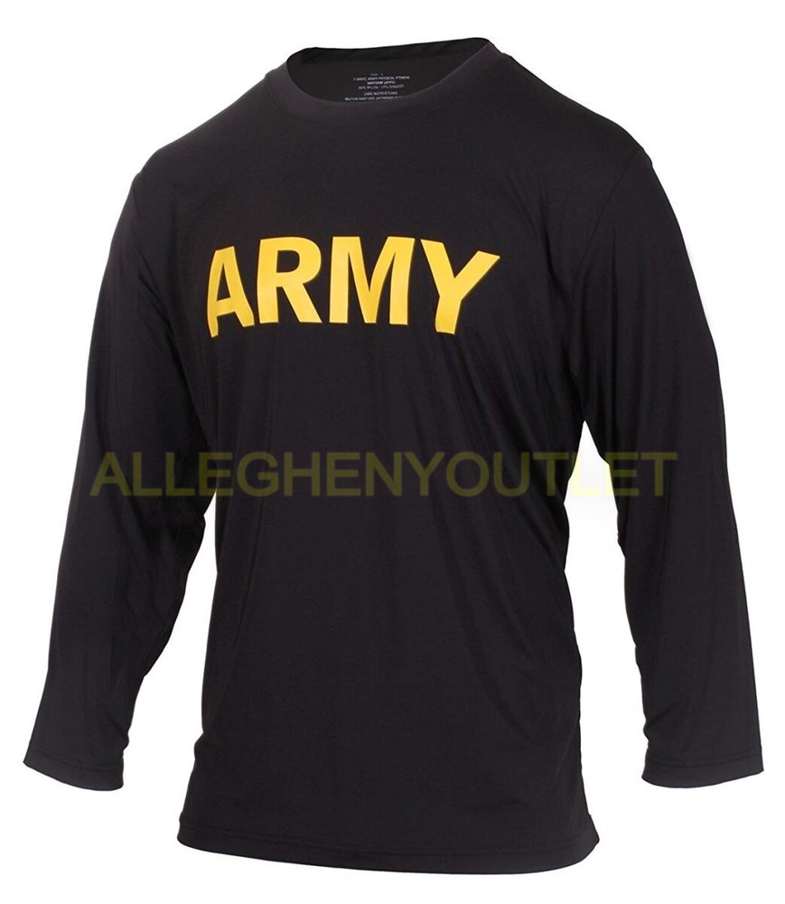 US Military Army Physical Fitness Uniform APFU Long Sleeve Shirt Black Small EXC