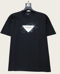Prada Men’s white and black round-neck short-sleeved shirt