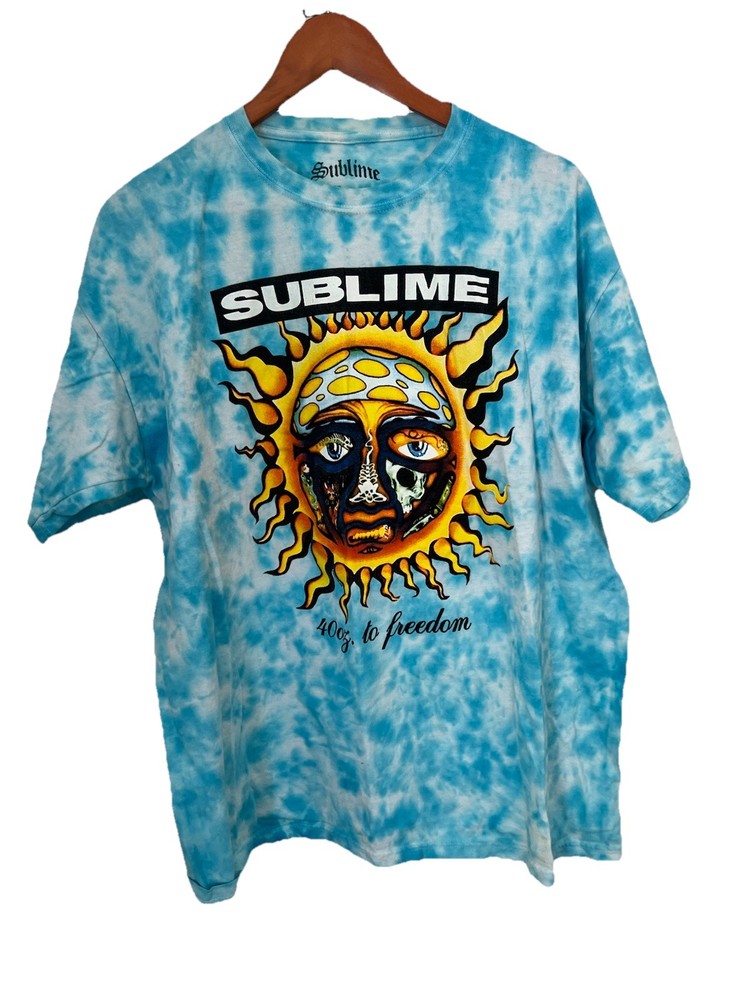 Sublime 40oz to Freedom Sun Logo Tie Dye T-Shirt Mens XL Blue White #0303