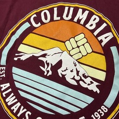 Columbia Shirt Men Sz XL Graphic Tee Short Sleeve Crewneck Burgundy
