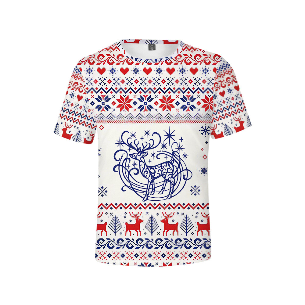 Men/Women Casual Christmas T-Shirt 3D Print Pattern Casual Short Sleeve Jersey T