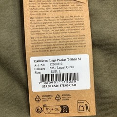 Fjallraven Logo Pocket T-Shirt Mens Laurel Green Organic Cotton Tee Size L NWT