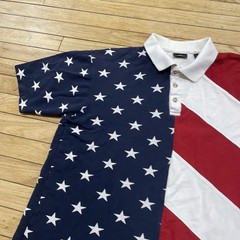 Redhead American Flag Shirt Men L vtg 90s y2k Asymmetric Cut &Sew Red White Blue