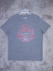 Lucky Brand Shirt Adult Medium Gray Graphic Short Sleeve Classic Casual Mens