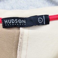 Hudson Outerwear Shirt Mens Large Beige Brown Patchwork Block Pocket Streetwear