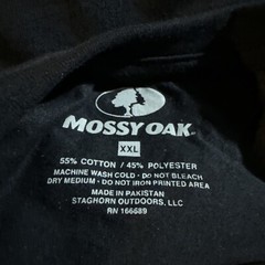 Mossy Oak Men’s 2XL Long Sleeve Black T-Shirt With Camouflage Logo