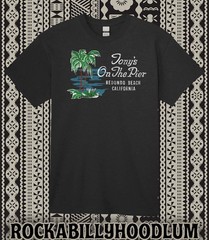 Retro Tiki Art Tee T Shirt Bar Mug Restaurant Tonys on the Pier Redondo Beach CA