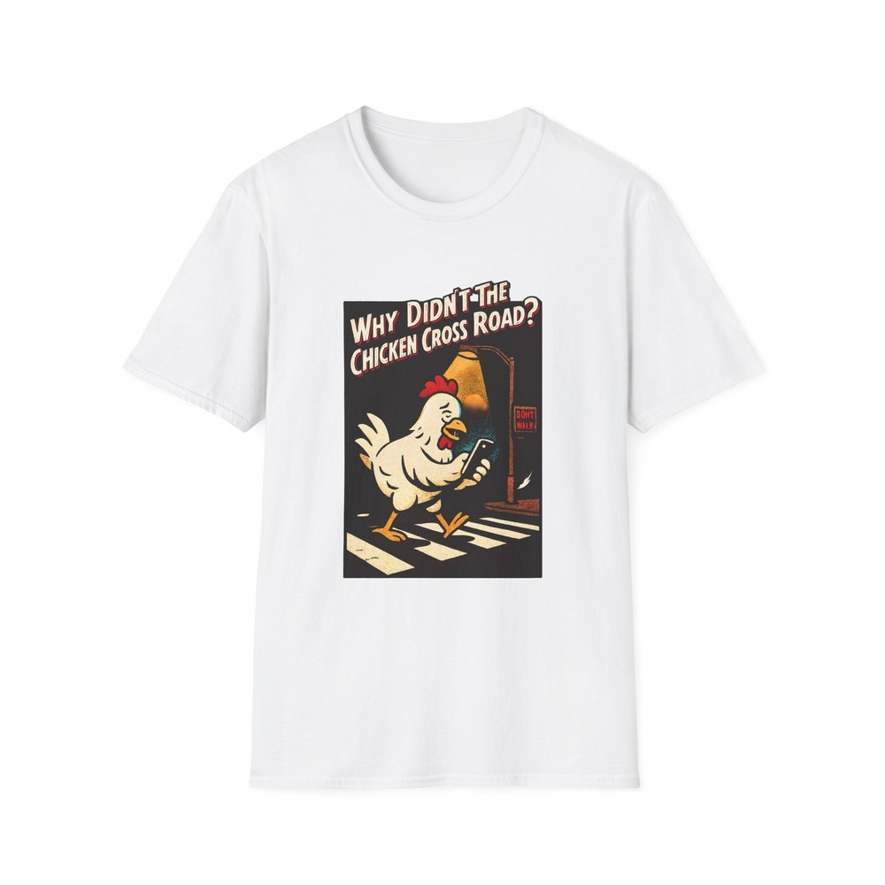 Unisex Softstyle T-Shirt Chicken Phone Night Crosswalk Noir