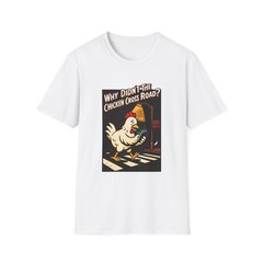 Unisex Softstyle T-Shirt Chicken Phone Night Crosswalk Noir