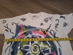 Vintage 90s Jacques Moret Abstract Art T-Shirt AOP Large Graphic Tee