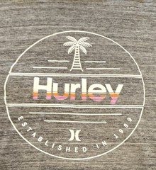 Hurley Men’s Gray Graphic Logo Cotton Crew Neck Short Sleeve T-Shirt, Size L