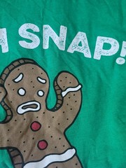 Holiday Time Gingerbread Man “Oh Snap!” Adult XL (46-48) Green T-Shirt Christmas