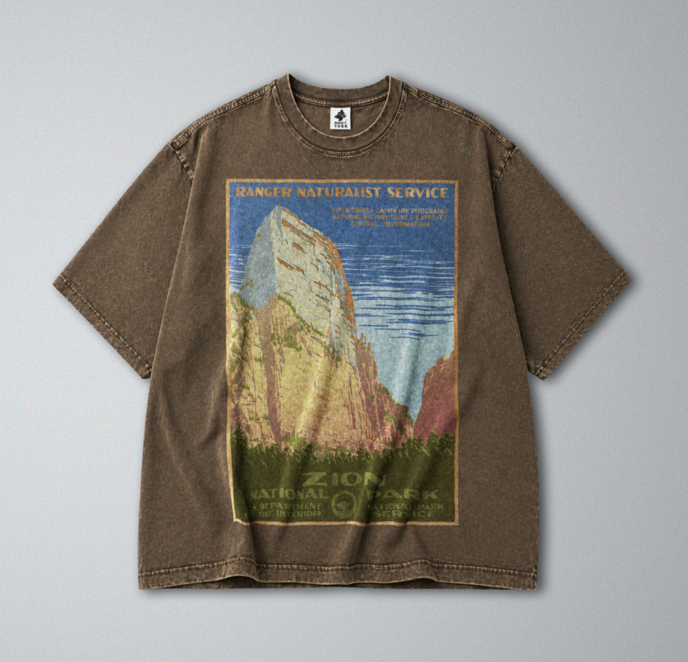 100% Cotton Tee – Unisex Retro Oversized Fit – Zion National Park Print