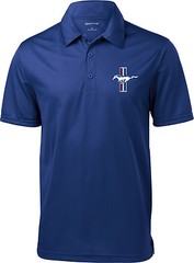 Mens Polo Shirt Ford Mustang The Legend Lives Crest Pocket Print Textured Polo