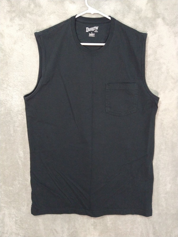 Duluth Trading Co Shirt Mens Large Black Relaxed Fit Longtail T Sleeveless