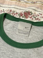 Vintage 2000’s Nike Ringer T Shirt Size Large Gray Tag Y2K Embroidered Swoosh