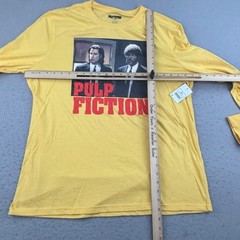 Pulp Fiction Miramax Shirt Mens XL Yellow Long Sleeves Lightweight Tee NWT
