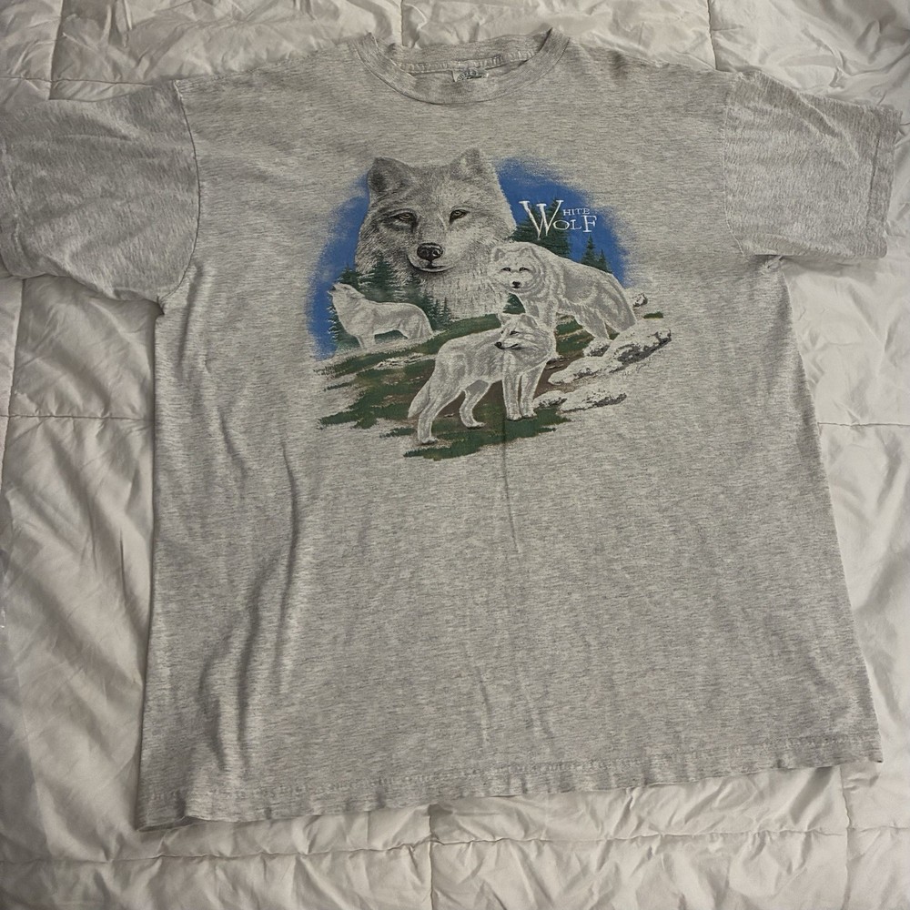 Vintage 90s The White Wolf Arctic COTTON Shirt Mens XL Single Stitch USA Made