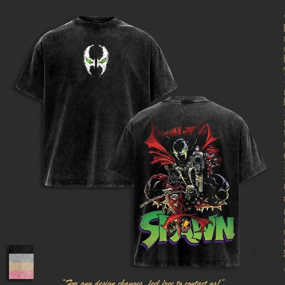 Spawn Retro Graphic T-Shirt Vintage Comic Inspired Oversized Tee Acid-Washed Tee