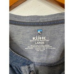 Kuhl Mens Blue Grey Long Sleeve Henley Shirt Thumbholes Large RN108846