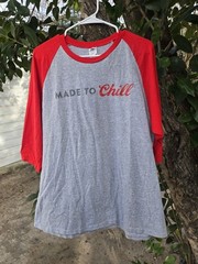 Made To Chill Coors Light Football Raglan Tee Gray And Red Beer Shirt Sz XL