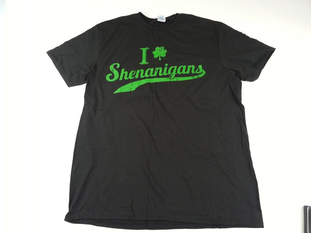 NEW NWT I Love Shenanigans Shamrock Clover Irish Green Black Size Large