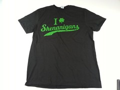 NEW NWT I Love Shenanigans Shamrock Clover Irish Green Black Size Large