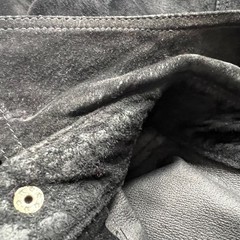 Saxony Collection leather shirt jacket mens Large black suede pocket flaps