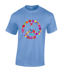 FLOWERS PEACE SIGN MENS T SHIRT RETRO SUMMER OF LOVE 80’S 90’S CLASSIC PRIDE