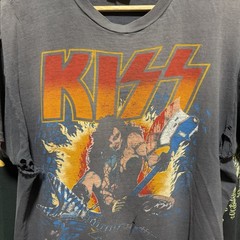 vintage 90s faded thrashed kiss band rock single stitch tee xl