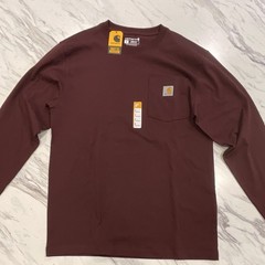 Carhartt K126 Loose Fit Long Sleeve Pocket T-Shirt Burgundy Men’s S Crew