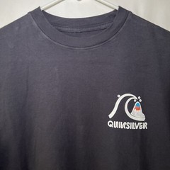Quiksilver Modern Fit T Shirt Mens Size Medium Navy Blue Double Sided Slim SS