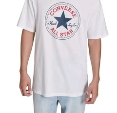 New! Converse Men’s Blue Logo Tee Relaxed Fit Printed Graphics White Size Medium