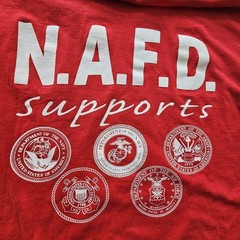 North Aurora Fire Rescue Department T-Shirt Adult Red L/S Medium Graphic X5c