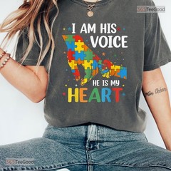 I Am His Voice Autism Awareness Mom Shirt – Proud Mother Puzzle Heart Tee