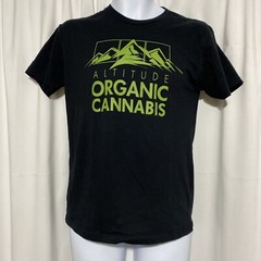 Altitude Organic Cannabis T-Shirt Mens Small Black Excellent Dispensary Graphic