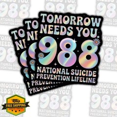 3x 988 Mental Health Suicide Prevention Stickers