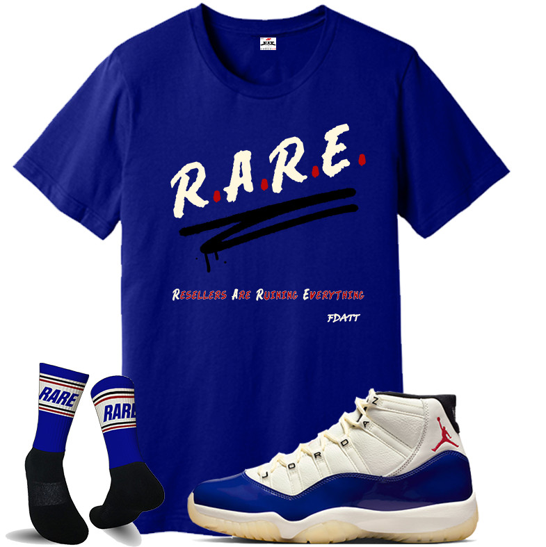 Fdatt shirt to match Retro Jordan 11 Rare Air Sail/Deep Royal blue/Red