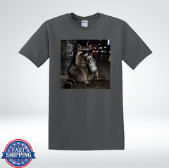 Cool Raccoon Drinking Energy Drink Funny Trash Panda T-Shirt