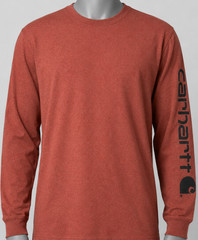Mens Carhartt K231 Long Sleeve Logo T Shirt Red Heather Original Fit Large