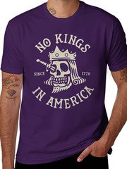 No Kings In America Skull Crown Knife T Shirt Patriotic Freedom Graphic Tee