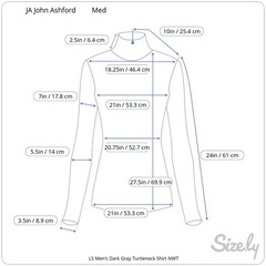 JA John Ashford Long Sleeve Men’s Dark Gray Turtleneck Shirt Medium NWT