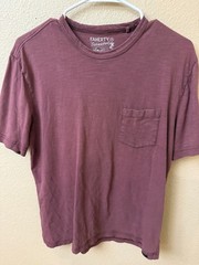 Faherty Sunwashed crew neck pocket tee vista plum 100% organic cotton M casual