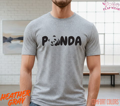 Unisex Panda Graphic T-Shirt – Cute Typographic Panda Shirt – Black Logo Tee for