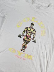 Vintage Gold’s Gym Venice CA T Shirt Men’s M White Neon Muscle Joe Bodybuilding