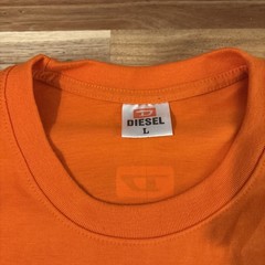 Diesel Denim Division T-shirt Mens Large Orange Logo Crewneck